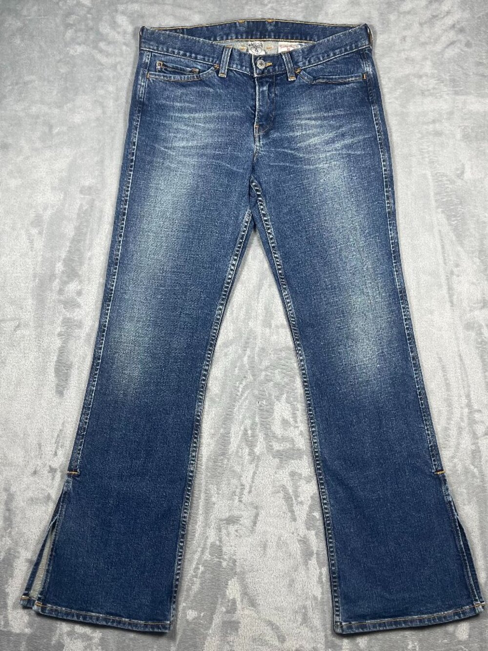 Lucky Brand Dungarees Flare Jeans 28x30 USA Low Rise Blue Denim Y2K Women